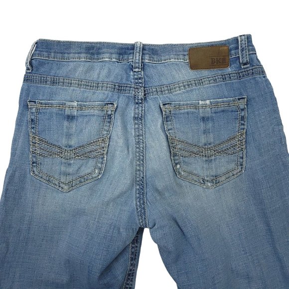 BKE Derek Bootleg Distressed Jeans READ CONDITION Mens Size 32XL Faded Denim - Picture 14 of 16